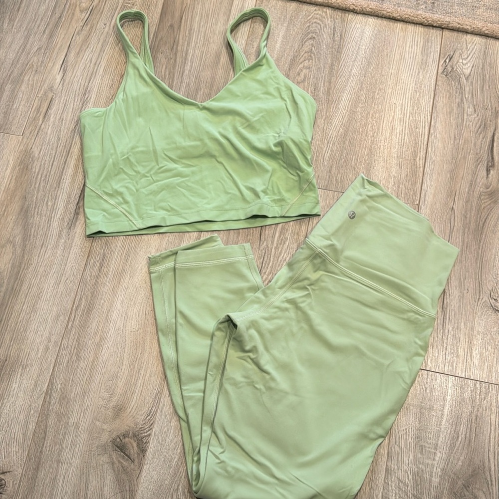 Lululemon light green align tank and leggings